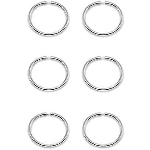 14K Gold Tiny Small Endless 10mm Thin Round Lightweight Unisex Hoop Earrings, Set of 3 Pairs