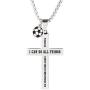 Palterwear Sport Necklace for Boys and Teens - Stainless Steel Pendant with Ball Charm and Inspirational Text (Soccer)