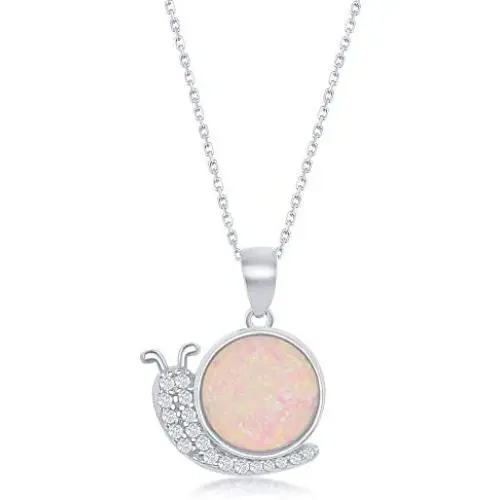 Created White Opal and Cubic Zirconia Snail/Unicorn/Teddy Bear/Angel Sterling Silver Pendant 18’’ Necklace Jewelry for Women or Teens Created White Opal and Cubic Zirconia Snail/Unicorn/Teddy Bear/Angel Sterling Silver Pendant 18’’ Necklace Jewelry for Women or Teens