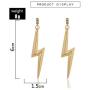 Cathercing Punk Gold Lightning Bolt Dangle Earrings for Women Teen Girls Thick Gold Earrings Large Hypoallergenic Statement Earrings Fashion Jewelry Daily Gift for Her