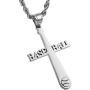 HZMAN Baseball Bat Cross Stainless Steel Pendant Necklace with 20'' 24'' 28'' Rope Chain