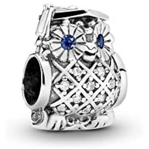 Pandora Jewelry Owl Graduation Crystal and Cubic Zirconia Charm in Sterling Silver
