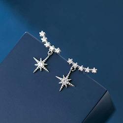 SLUYNZ Sparkling Star Drop Earrings for Women Teen Girls Sterling Silver Star Wrap Earrings Studs