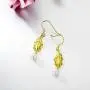 Zoeniya Pearl Drop Earrings with 6mm Freshwater Pearl Long Leaf Dangle Earrings Jewelry Gifts for Women Girls Birthday Anniversary Mothers Day