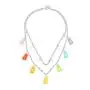 Denifery Colorful Gummy Little Bear Hook Design Chain Layered Star Pendant Dangle Necklace Choker Colorful Cartoon Resin Candy Cute Jewelry Set for Women Girls