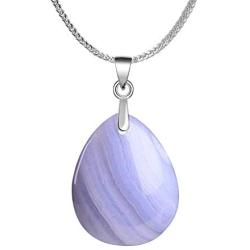 iSTONE 925 Sterling Silver Natural Gemstone Ladies Pendant Necklace, Gemstone Birthstone with 18'' Silver Chain
