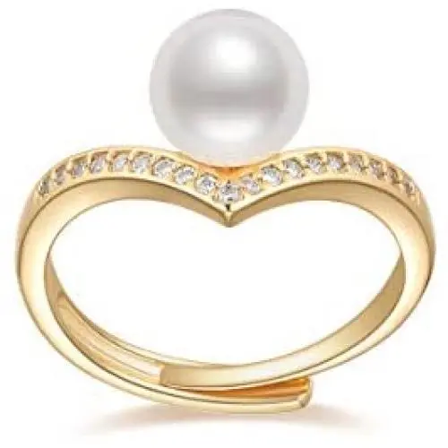 DENGGUANG Pearl Rings Adjustable Freshwater Cultured Pearl Open Ring with Cubic Zirconia Jewelry Gift for Women Girls Wife DENGGUANG Pearl Rings Adjustable Freshwater Cultured Pearl Open Ring with Cubic Zirconia Jewelry Gift for Women Girls Wife