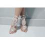 YiMinpwp Sparkly Lace Barefoot Bridal Sandals Wedding Shoes Sequin Swarovski Crystal Wedding Accessories