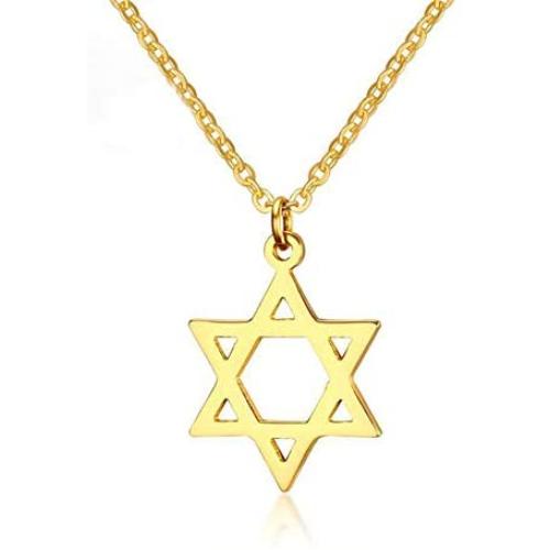 AILUOR 18K Gold Plated Megan Star of David Pendant Necklaces, Six Pointed Megan Star Jewish Israel Jewelry for Women/Men Hip Hop Jewelry