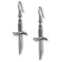 Gothic Dagger Sword Pirate Medieval Renaissance Silver Finish Dangle Earrings