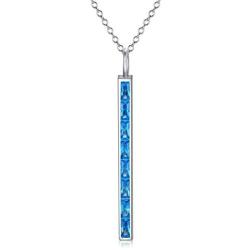 TOUPOP s925 Sterling Silver Crystal Birthstone Vertical Bar Pendant Necklace Jewelry Gifts for Women Teen Girls Birthday