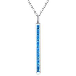 TOUPOP s925 Sterling Silver Crystal Birthstone Vertical Bar Pendant Necklace Jewelry Gifts for Women Teen Girls Birthday