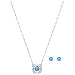 SWAROVSKI Crystal Blue Sparkling Dance Necklace and Earrings Set, Rhodium-Plated