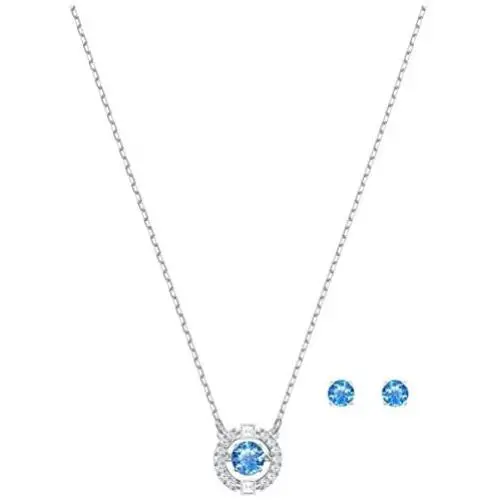 SWAROVSKI Crystal Blue Sparkling Dance Necklace and Earrings Set, Rhodium-Plated SWAROVSKI Crystal Blue Sparkling Dance Necklace and Earrings Set, Rhodium-Plated