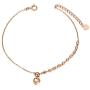 Real 18K Rose Gold Heart Bracelet with Beads Christmas Anniversary Women Jewelry Gifts for Her, Wife, Mother, 6.3''+1.2''