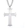 Mens Tungsten Cut-out Cross Pendant Necklace