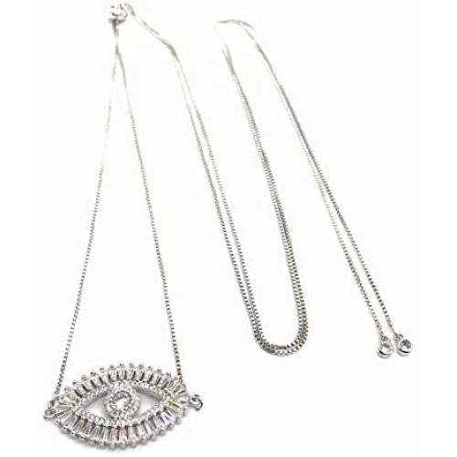 Silver Plated Evil Eye Adjustable Necklace Novelty Jewelry for Women