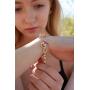 Leafael 18K Rose Gold Plated Love Heart Link Bracelet with Healing Stone Crystal Jewelry Gifts for Women, 7'' Chain + 2'' Extender
