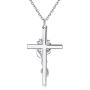 DIOFRG Sunflower Cross Necklace Sterling Silver Dainty Sunshine Pendant for Women Mom Christmas Valentines Day Anniversary Wife Friend Flower Teen Girl Gifts Jewelry