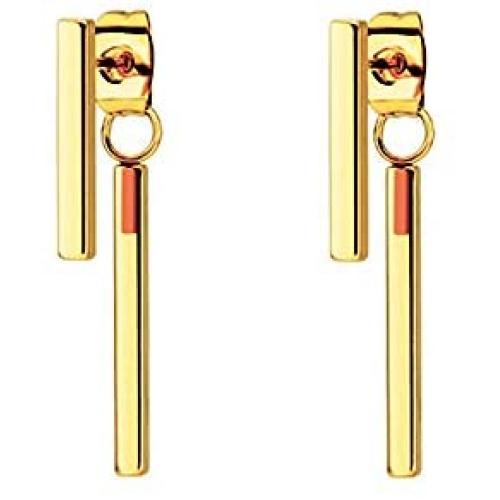 León Jewelry Bar Strips Dangle Drop Front Back Stud Earrings Stainless Steel Women Ear Lobe Piercing