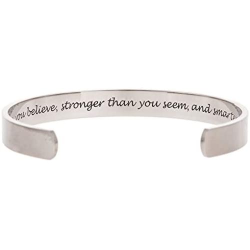 Jude Jewelers Stainless Steel Inspirational Encouragement Graduation School Open Cuff Bangle Bracelet