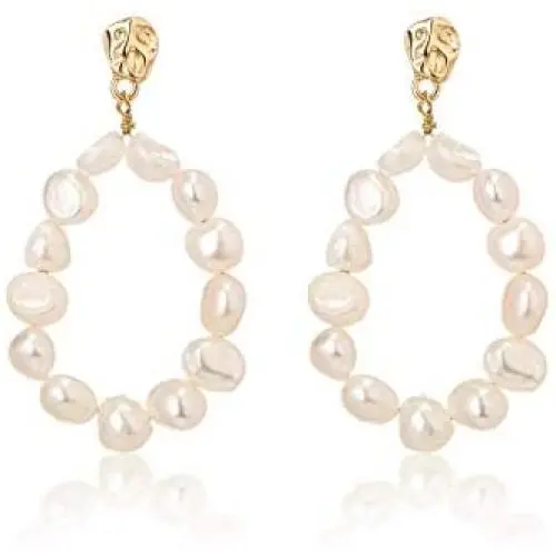 Baroque Pearl Earring Hoop Silver Handmade Culture Dainty Circle Dangle Geometric Hypoallergenic 18K Gold Plated Valentine Mothers Day Jewelry for Women Baroque Pearl Earring Hoop Silver Handmade Culture Dainty Circle Dangle Geometric Hypoallergenic 18K Gold Plated Valentine Mothers Day Jewelry for Women