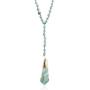 RIAH FASHION Bohemian Pendant Long Beaded Statement Necklace - Sparkly Crystal, Natural Stone Quartz Charm, Boho Wood Bead Long Chain Wrap Y Lariat