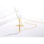 SEMBILAN Cross Cubic Zirconia Necklace 14K Gold Plated Copper Cross Pendant Necklace Copper Chain Jewelry for Women Ladies Teens Girls (Gold Cross Crystal-4)