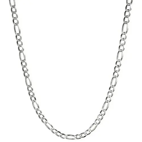 Solid 925 Sterling Silver Mens Italian 5mm Figaro Link Chain Necklace 16'' - 30'' Solid 925 Sterling Silver Mens Italian 5mm Figaro Link Chain Necklace 16'' - 30''