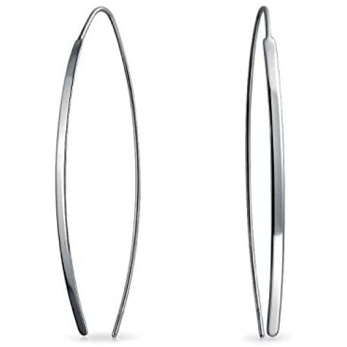 Delicate Minimalist Modern Long Thin Line Linear Threader Earrings For Women Teen Rose Gold Plated 925 Sterling Silver
