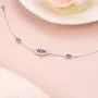 DAOSHANG 925 Sterling Silver Good Luck Blue Cubic Zirconia Evil Eye Bracelet for Women, Adjustable Chain 7 + 2''