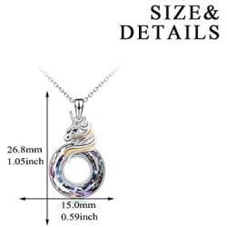 AOBOCO Unicorn Gifts, Sterling Silver Unicorn Pendant Necklace with Color-changed Circle Crystal, Christmas Jewelry Gift for Women Teen Girls