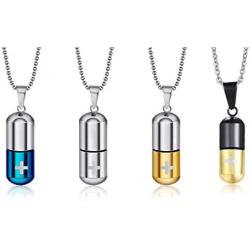 VNOX Jewelry Stainless Steel Cross Capsule Medicine Pill Pendant Necklace,Multi Color Option