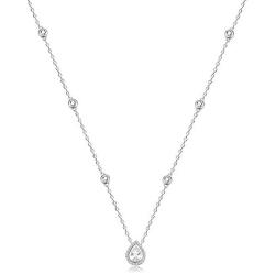 espere Sterling Silver Waterdrop Pear Shape Pendant Droplet Necklace