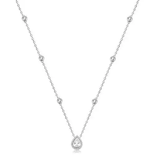 espere Sterling Silver Waterdrop Pear Shape Pendant Droplet Necklace espere Sterling Silver Waterdrop Pear Shape Pendant Droplet Necklace