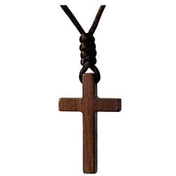 Natural Walnut Wood Cross Pendant Necklace for Men Women Children Kids Boy Girl Gift Necklace Wooden Car Rearview Mirror Pendant