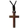 Natural Walnut Wood Cross Pendant Necklace for Men Women Children Kids Boy Girl Gift Necklace Wooden Car Rearview Mirror Pendant