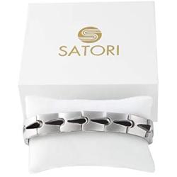 Elegant Satori Magnetic Therapy Bracelet, Jewelry for Arthritic Pain Relief & Improved Joint Motion for Men with Link Adjusting Tool - Unique Mens Gift (Silver Black)