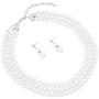 Rosemarie Collections Womens Multi Strand Classic 8mm Faux Pearl Necklace and Earrings Jewelry Set, 16''-19'' with 3'' Extender