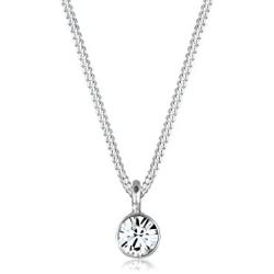 ELLI BY JULIE & GRACE Sterling Silver Swarovski Crystal Solitaire Pendant Necklace, 925 Sterling Silver Necklace for Women, Silver Chains for Women, Length 17.7 inch, Jewelry for Women