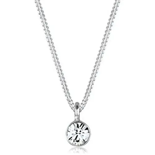 ELLI BY JULIE & GRACE Sterling Silver Swarovski Crystal Solitaire Pendant Necklace, 925 Sterling Silver Necklace for Women, Silver Chains for Women, Length 17.7 inch, Jewelry for Women