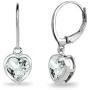 Sterling Silver Genuine or Synthetic Gemstone 6mm Heart Bezel-Set Dangle Leverback Earrings