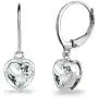 Sterling Silver Genuine or Synthetic Gemstone 6mm Heart Bezel-Set Dangle Leverback Earrings Sterling Silver Genuine or Synthetic Gemstone 6mm Heart Bezel-Set Dangle Leverback Earrings