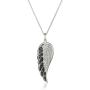 Sterling Silver Black and White Diamond Angel Wing Pendant Necklace (1/5 cttw), 18''