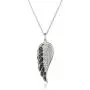 Sterling Silver Black and White Diamond Angel Wing Pendant Necklace (1/5 cttw), 18'' Sterling Silver Black and White Diamond Angel Wing Pendant Necklace (1/5 cttw), 18''