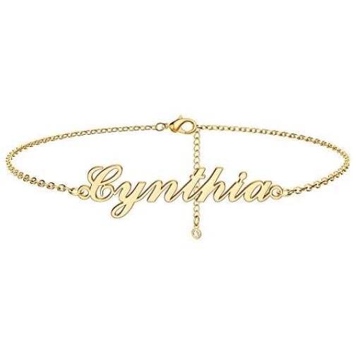Turandoss Personalized Name Ankle Bracelets for Women, 14K Gold Filled Handmade Name Anklet Personalized Summer Ankle Bracelets for Women Girls Beach Gifts