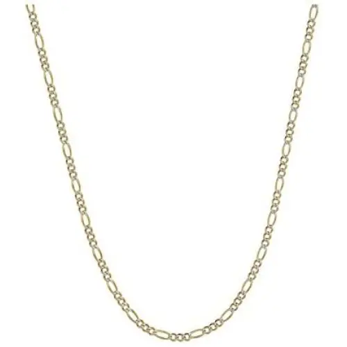 14K Two-Tone Yellow and White Gold 1.5mm Solid Figaro Pave Chain Necklace- 16''-30'' Available 14K Two-Tone Yellow and White Gold 1.5mm Solid Figaro Pave Chain Necklace- 16''-30'' Available