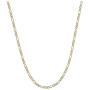 14K Two-Tone Yellow and White Gold 1.5mm Solid Figaro Pave Chain Necklace- 16''-30'' Available