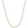 14K Two-Tone Yellow and White Gold 1.5mm Solid Figaro Pave Chain Necklace- 16''-30'' Available 14K Two-Tone Yellow and White Gold 1.5mm Solid Figaro Pave Chain Necklace- 16''-30'' Available