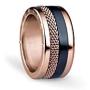 BERING Interchangeable Rose Gold, Black & Blue Colored Twist and Change Womens Rings Set